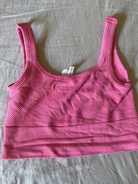 South Moon Under Pink Ribbed Scoop Crop Tank